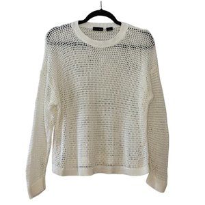 Tahari Crochet Top, Cream/White, Size XL